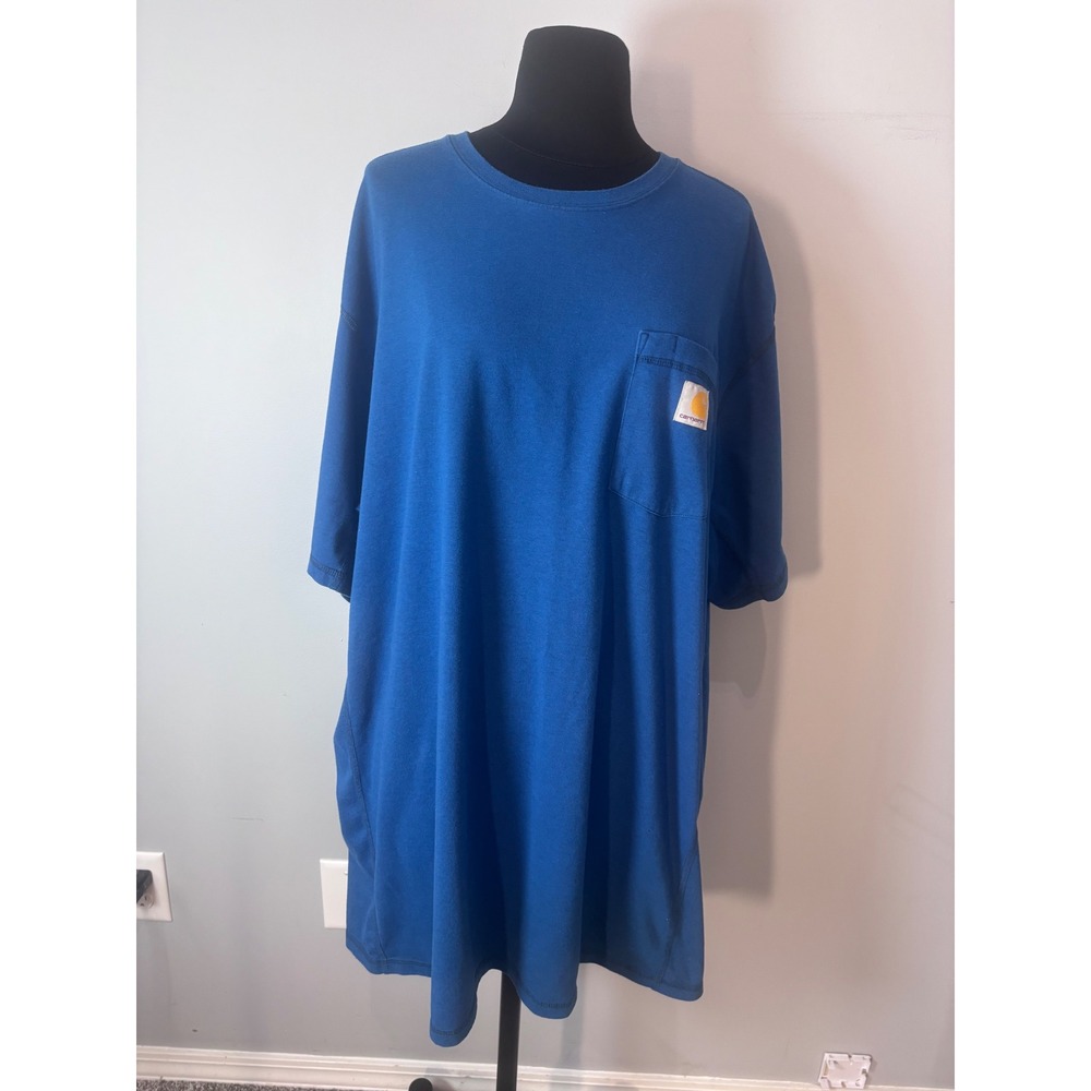Carhartt Force Relaxed Fit Tall Blue Cotton Pocket T Shirt Mens 2XL‎